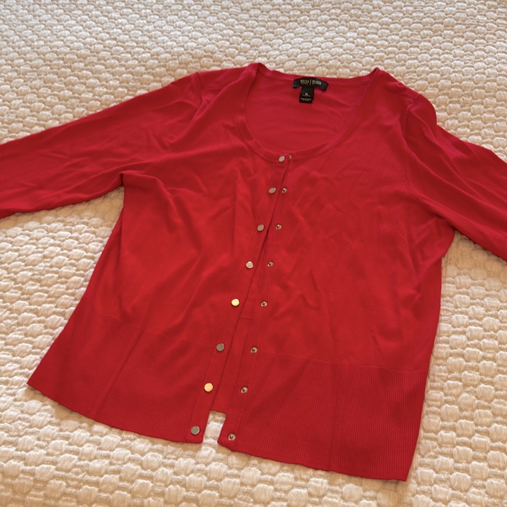 Red cardigan
